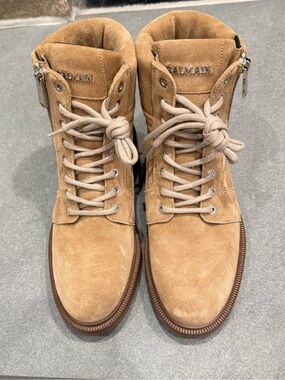 Balmain Women’s Beige Suede High-Top Boots
